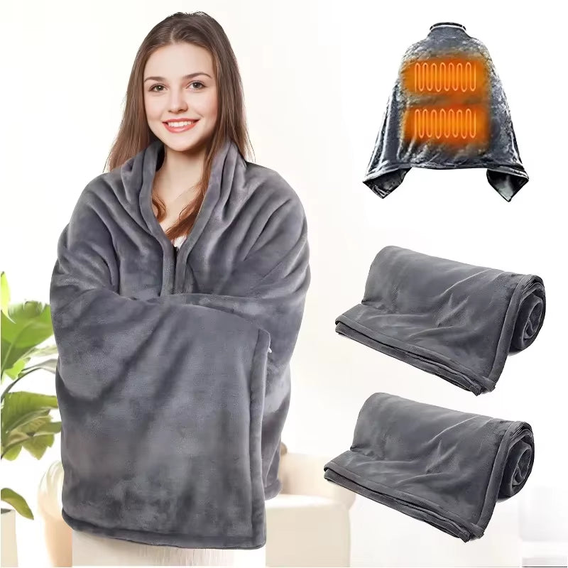 Office Wearable USB Electric Heated Blanket Washable Body Warmer Blanket Home 5V 3 Heated Level Throw Blanket 9 Heated Areas